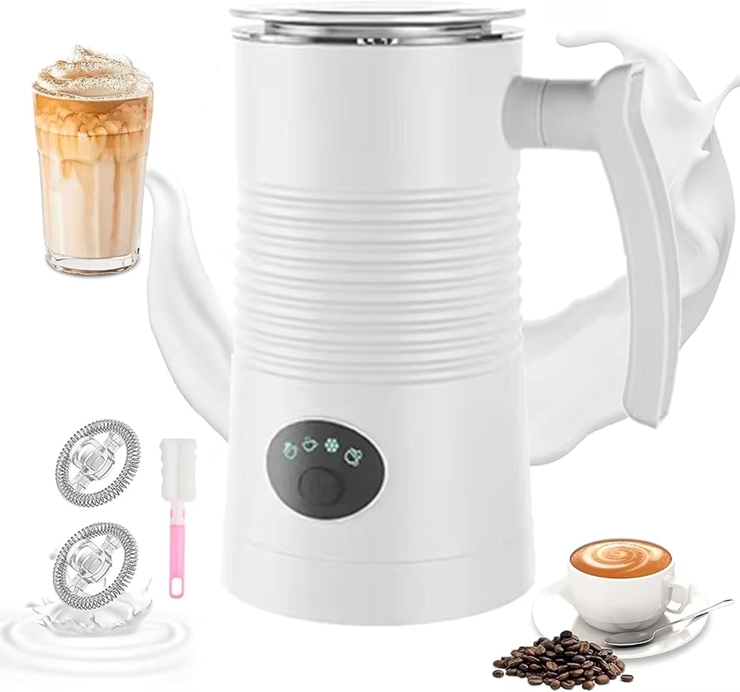 Milk Frother, Electric Milk Frother, Automatic Hot & Cold Milk Foamer, 11.8oz/350ml Large Capacity Electric Milk Steamer For Latte, Cappuccino, Macchiato, Hot Chocolate,White