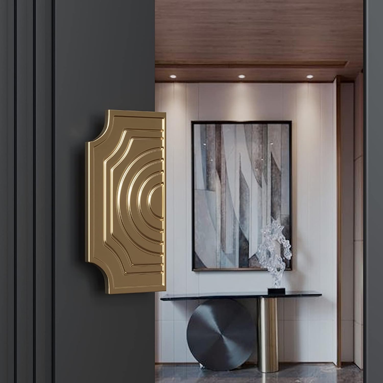 Anti-Rust Aluminum Glass Door Square Handle, Interior Exterior Doors Handle Set, Resistance to Rust/corrosionstain/Deformation, Modern Home Design,Gold-30cm (12")