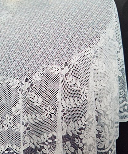 Fine White Lace Tablecloth In 90" Round. Floral Design. Perfect For Wedding Reception And Party (90 Inches) #TOP2