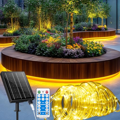 53M 500LED Catena Luminosa Esterno Solare, Super Lange LED tubo luce, IP65 impermeabile 8 Modi Luci Solari da Giardino, für Garten Terrasse Schlafzimmer Party, Matrimonio, Villa Deko (riscalda)