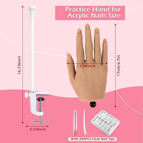 Miniatura 2 de LIONVISON Mano de práctica para uñas acrílicas, práctica de mano de uñas de silicona, dedos flexibles, manos falsas de maniquí para práctica de