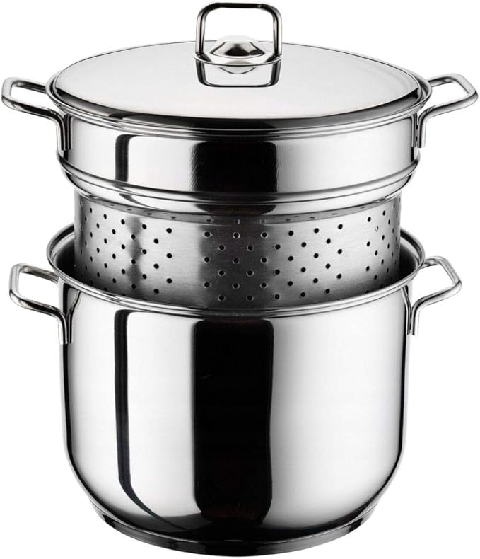 22 cm Stainless Steel Spaghetti Pasta Pot Pan Strainer Set Stockpot Induction Base Amazon.co