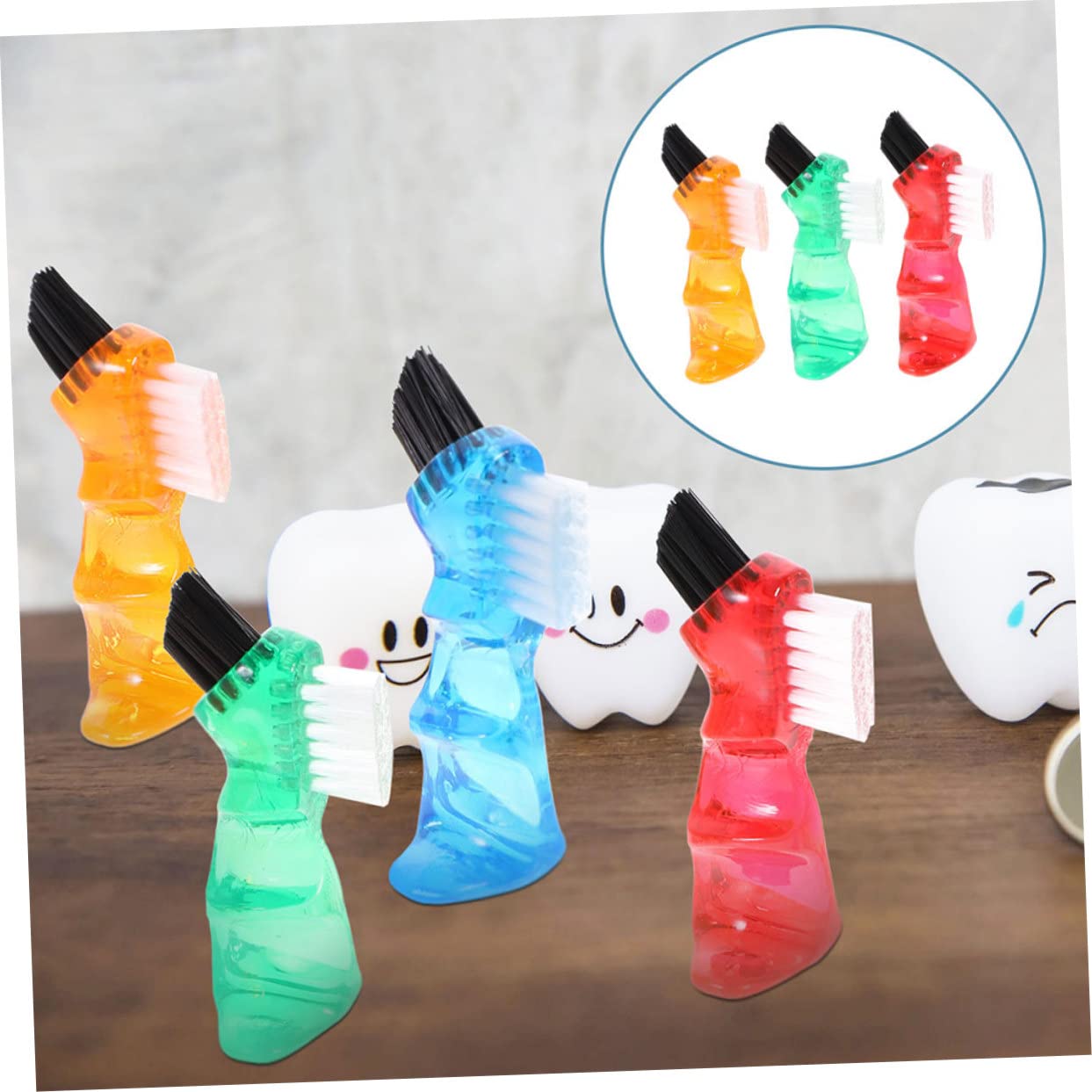 Cepillos Mini para Limpieza de Prótesis Dentales 3 Piezas, Plástico Pp, Multiusos y Prácticos para Cuidado Bucal Diario Hogar