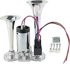 600DB Upgraded Super Loud Air Horn Kit for Trucks Cars Vehicle, 12V Train Horn Truck Horn with Electric Dual Trumpets Air Compressor for SUVs Pickups Boats Motorcycle Silver