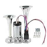 600DB Upgraded Super Loud Air Horn Kit for Trucks Cars Vehicle, 12V Train Horn Truck Horn with Electric Dual Trumpets Air Compressor for SUVs Pickups Boats Motorcycle Silver