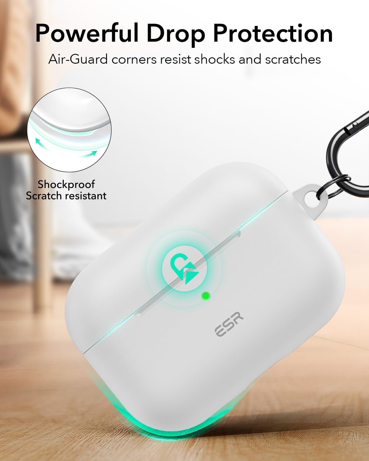 ESR Etui do AirPods Pro (2023/2022/2019, 2. generacji), kompatybilne z AirPods Pro 2. generacji (kabel USB-C/Lightning), magnetyczna pokrywa blokująca, pełna ochrona przed upadkiem, smukłe i lekkie,