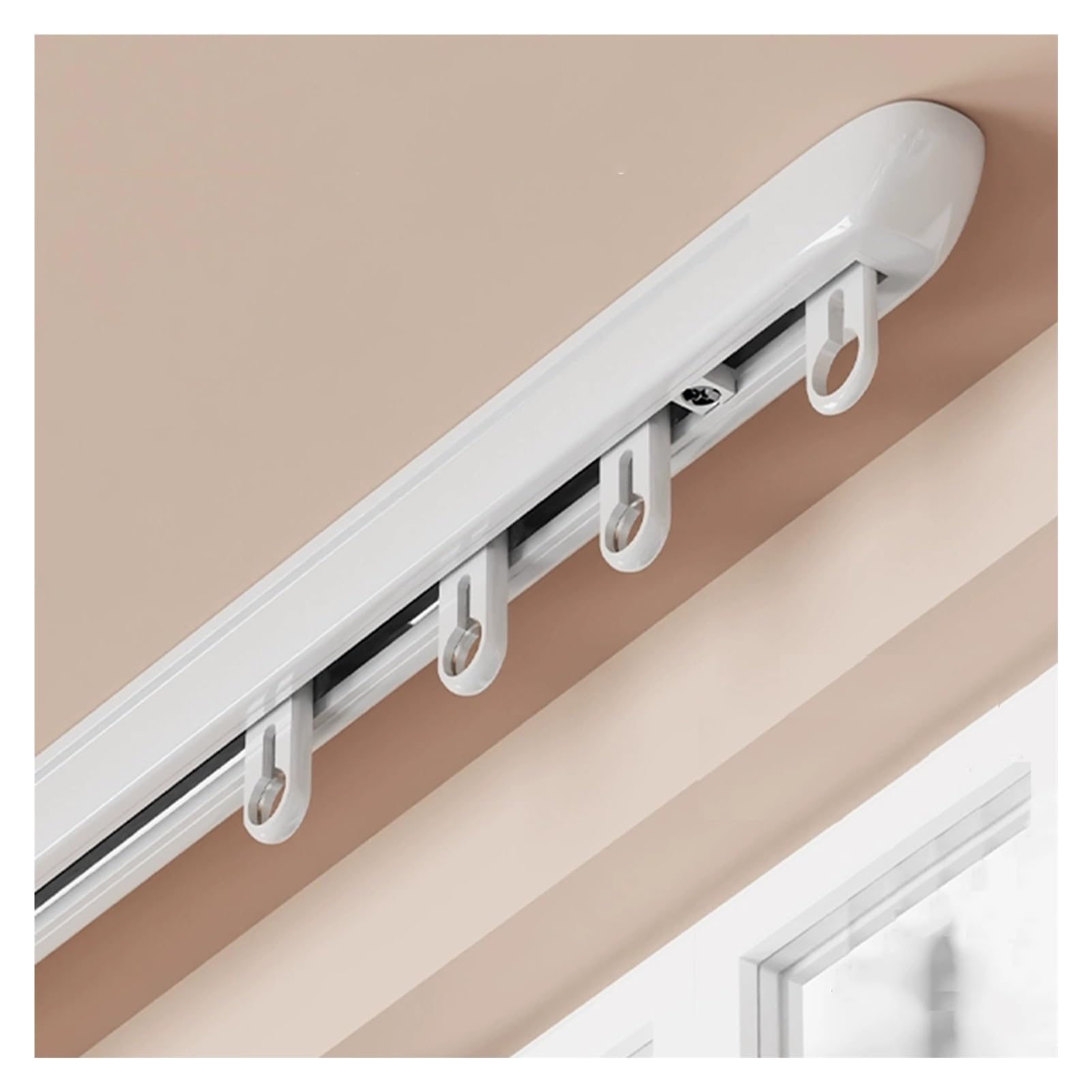 Rail À Rideau Voie Unique, 24x19,4mm Système de Silencieux en Alliage Aluminium avec Roulettes Acier Support Fixation Au Plafond(Top-mounted,1.2m/3.9ft)