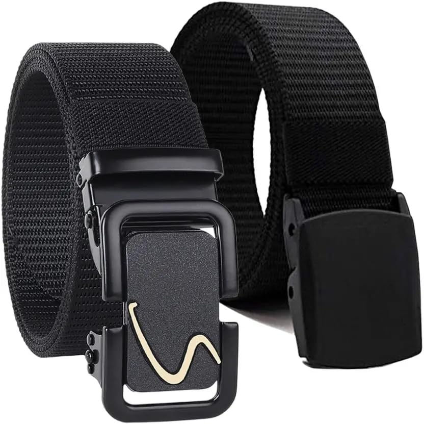 Tactical Military Belt, Black Nylon Web Belt with Quick Release Metal Buckle, Heavy Duty Combat Style