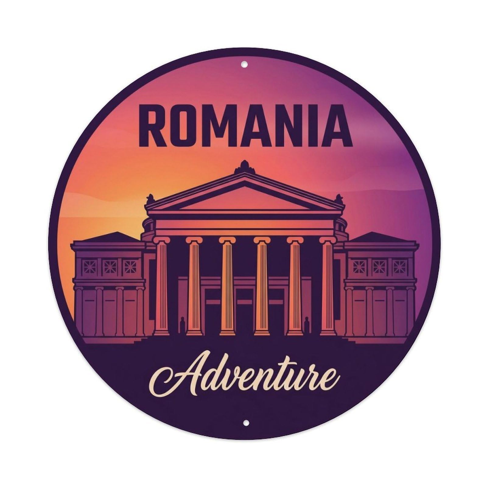 Fqcyn Style Vintage Travel Romania Building Adventure Metal Tin Sign