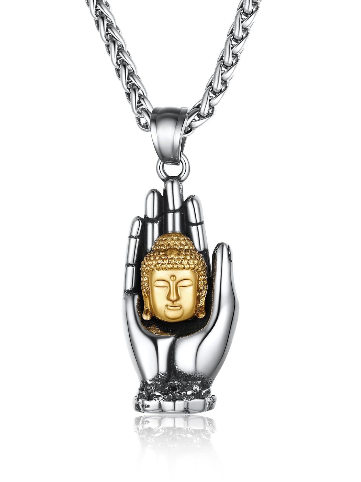 GoldChic Jewelry Gold Plated Dragon Necklace for Men Women, Buddha Totem Pendant Lucky Charm, Womens Chinese Religion Lucky Jade Amulet Protection Fengshui Jewelry