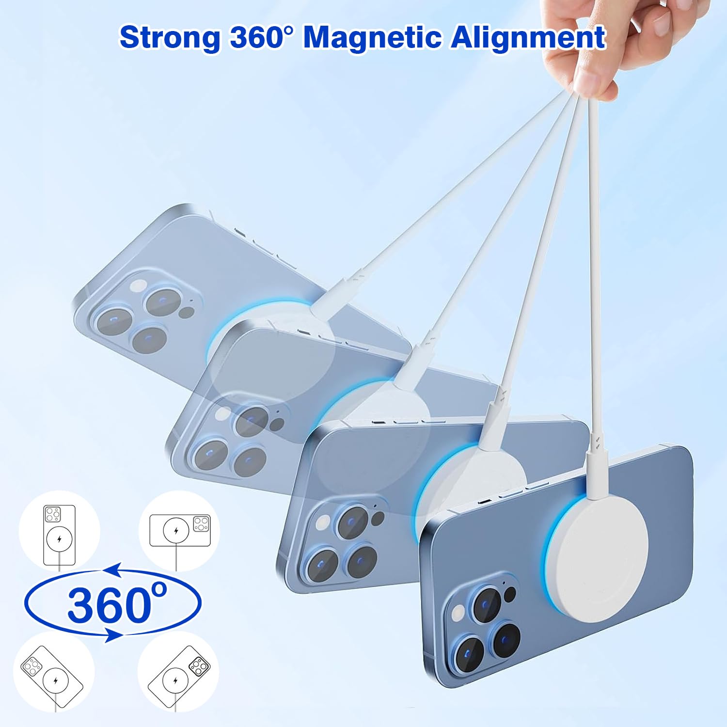 [Apple MFi Certified]Magnetic Wireless Charger Apple Mag Safe Charger,15W 6FT Fast Wireless Charging Pad for Apple iPhone 16 Pro Max/16 Pro/16 Plus/15 Pro Max/14/13/12/AirPods3/2/Pro/Pro2,Charging Pad