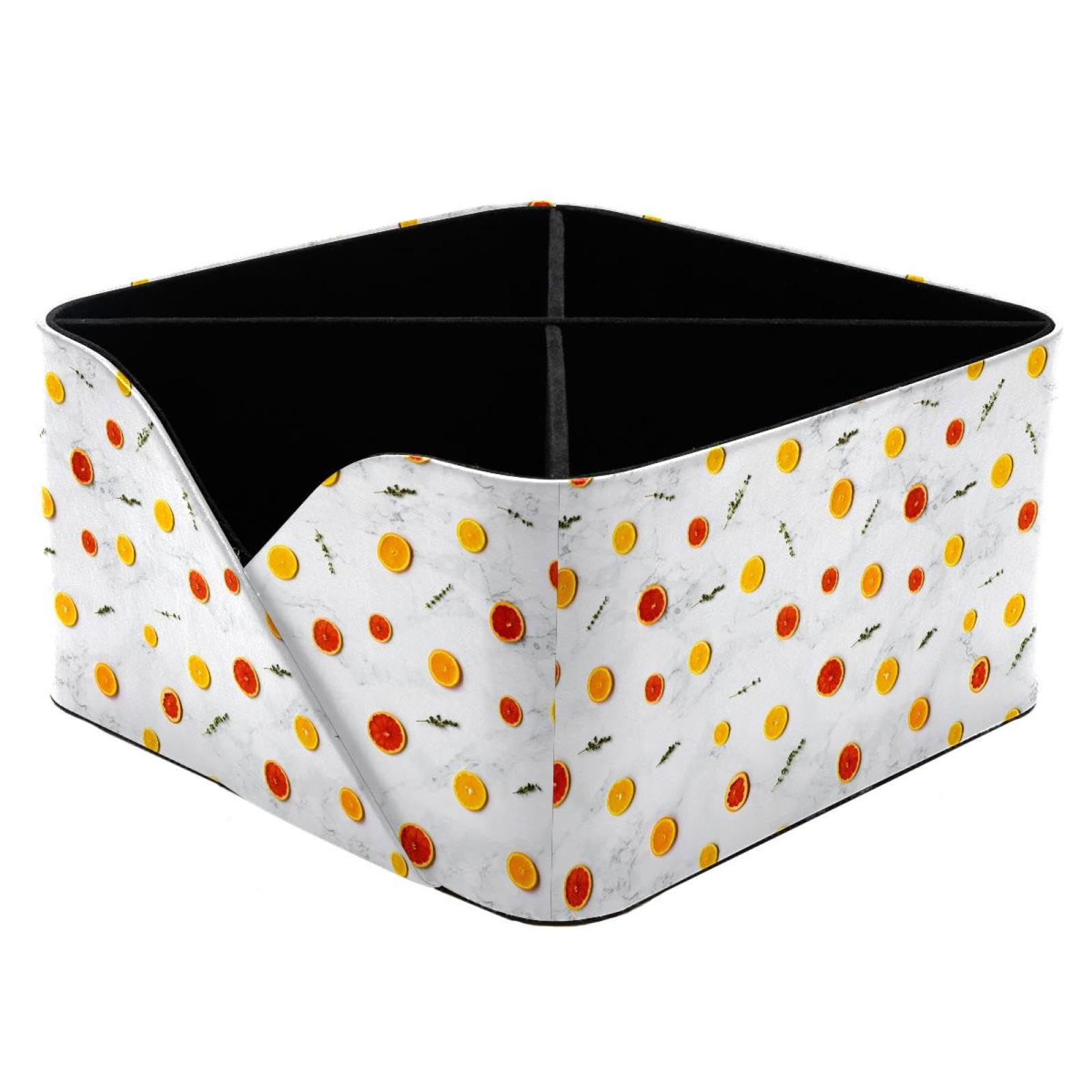 KengjuTesu Fruit Lemon Orange Desktop Organizer Pen Holder, Rectangular Pencil Cup for Office, Study and Makeup Stations