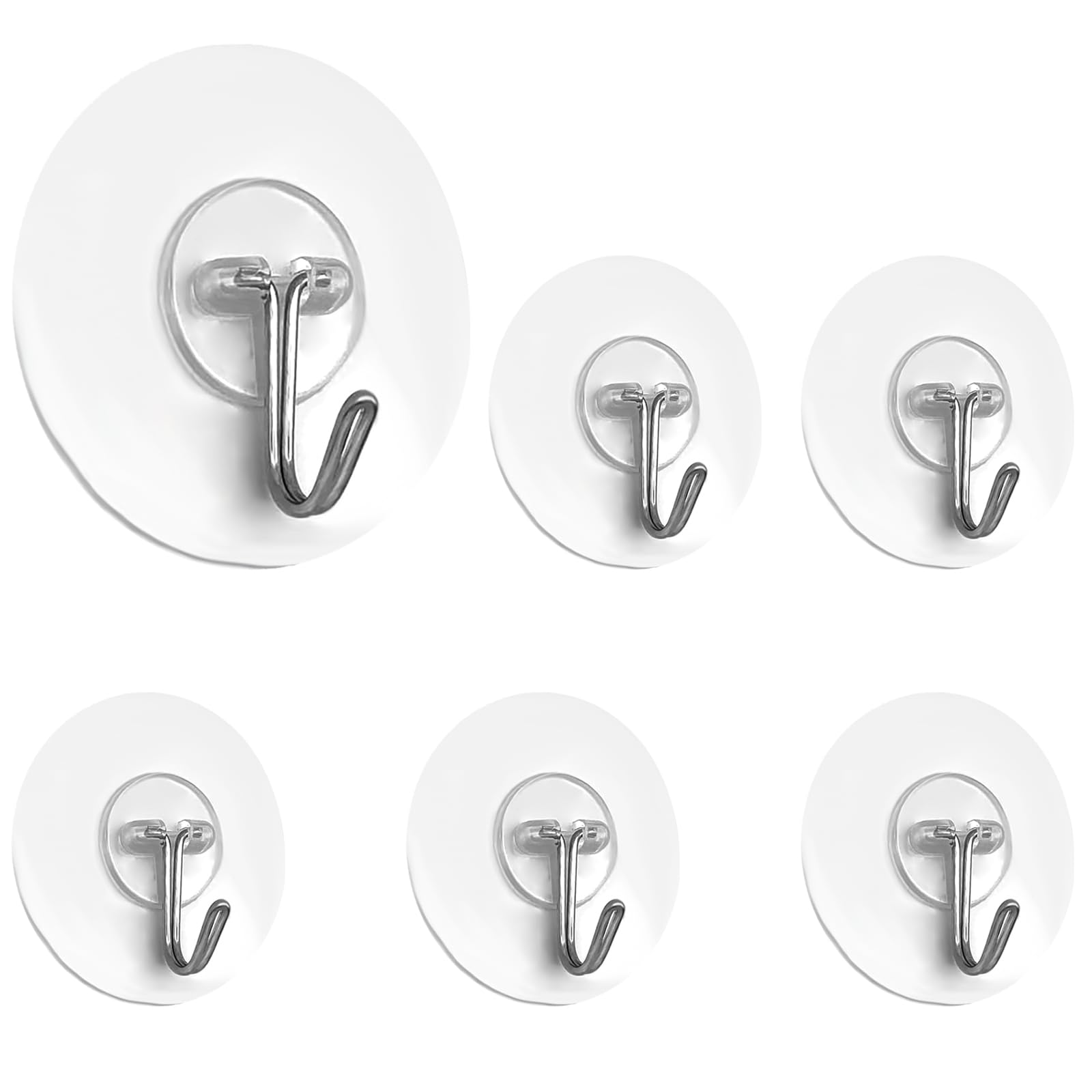 Simsky 6 Pièces Crochet Adhésif, Crochets Adhesifs Transparent Auto Adhesif, Crochet Adhesif Mural, Crochets Autocollants Transparents Sans Perçage, Pour Cuisine, Salle De Bain, Serviette, Vêtements