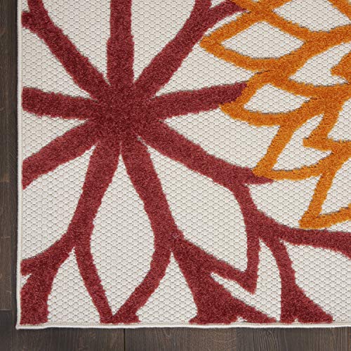 Nourison Aloha Indoor/Outdoor Floral Red Multi Colored 2'8" x 4' Area Rug, (3' x 4'), 76 x 122 cm (Rectangular) - Image 4