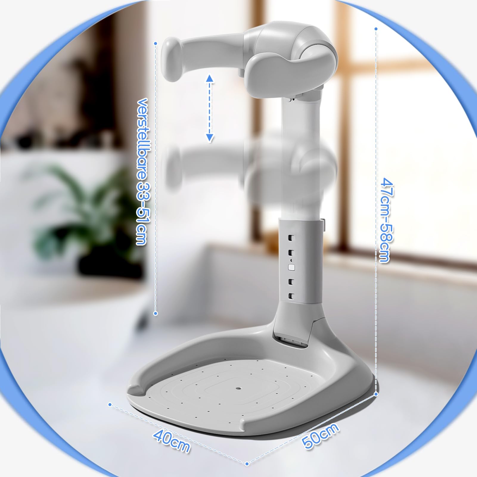 Support de Douche Bébé Debout- Support pour Bébé Douche,Support Anti Pincement, Petits Réglable avec Base Antidérapante et Poignée de Sécurité pour Enfants de 6 à 36 Mois