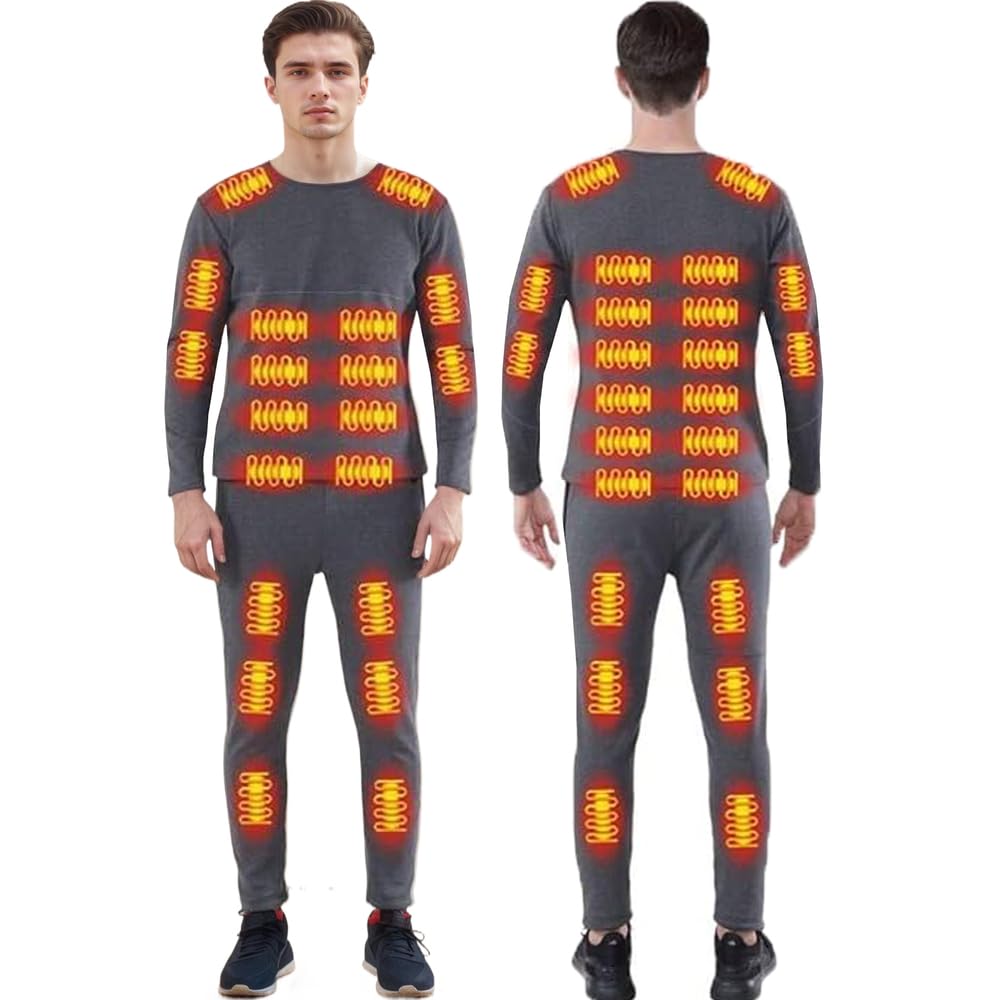 Heated Thermal Underwear for Men Women USB 42 Zone Intelligent Heated Thermals top and Heated Pants Set/S-4XL-picture-26