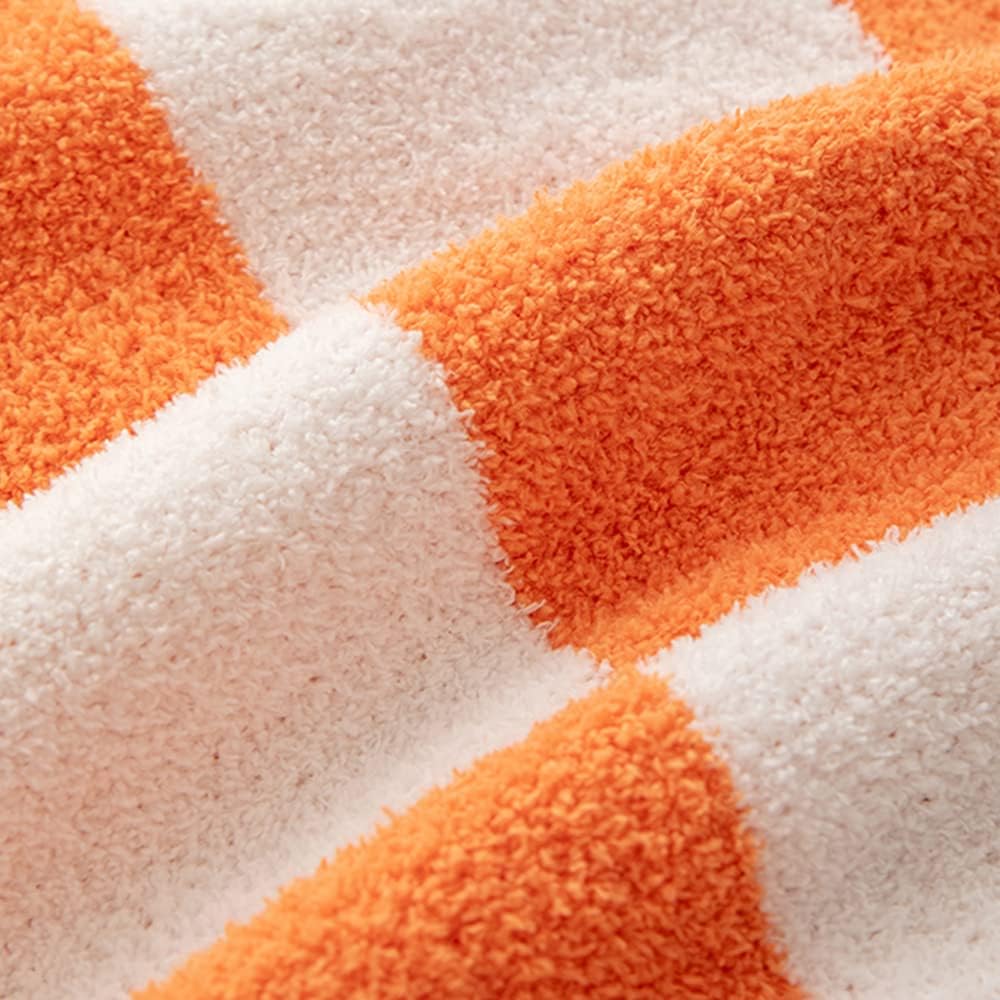 NIDITW Set of 2 Orange Checkered Pillow Covers 18x18 Inches Ultra Soft Microfiber Both Sided Gingham Pattern Invisible Zipper for Sofa Couch Bed Decor (Orange)