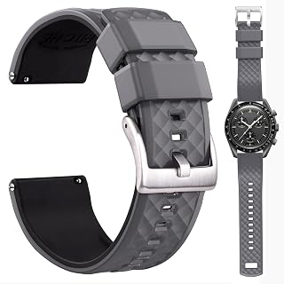 Quick Release Silicone Moonswatch Band for Men Omega x Swatch Strap compatible with Speedmaster/ Seamaster/ Railmaster/ Mission to the Moon/ Mercury/ Sun/ Mars/ Earth/ Jupiter/ Neptune, Black/Grey/Blue/Orange/Red