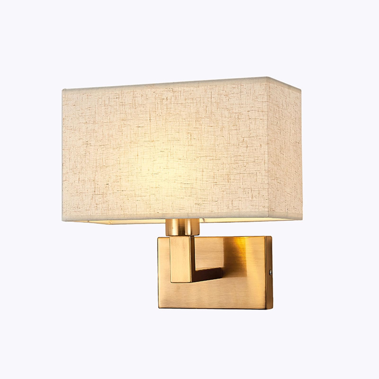 FTVOGUE Elegante Lampada da Parete in Lino e Ferro, Finitura Dorata, 28x14x17 cm, Applique Moderna per Interni, Camera da Letto, Soggiorno, E27, 40W