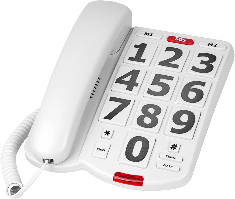 Large Key Wired Telephone Adjustable Ringing Tone and earpiece Volume | The earpiece can be Adjusted to Ultra-high Volume