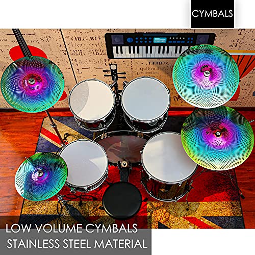 Low Volume Cymbal Pack, Quiet Cymbal Set 14''/16''/18''/20'' (5 Pcs, Rainbow) | Free Cymbal Bag Included #TOP1