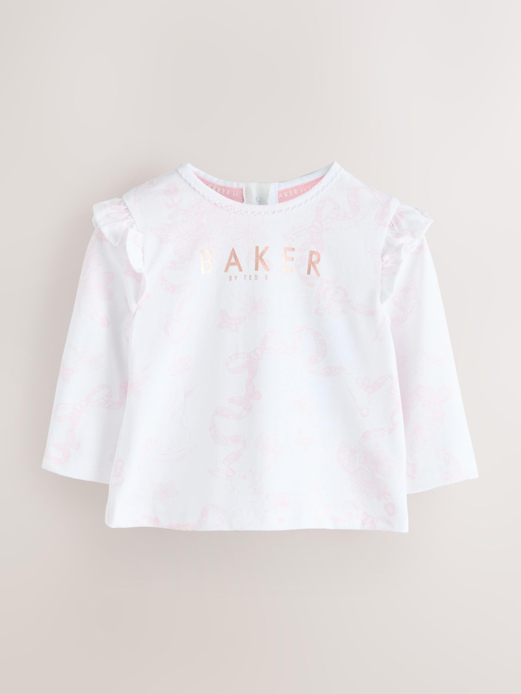 Baby Mädchen Jacquard-Latzhose mit Schleife und T-Shirt im 2-teiligen Set