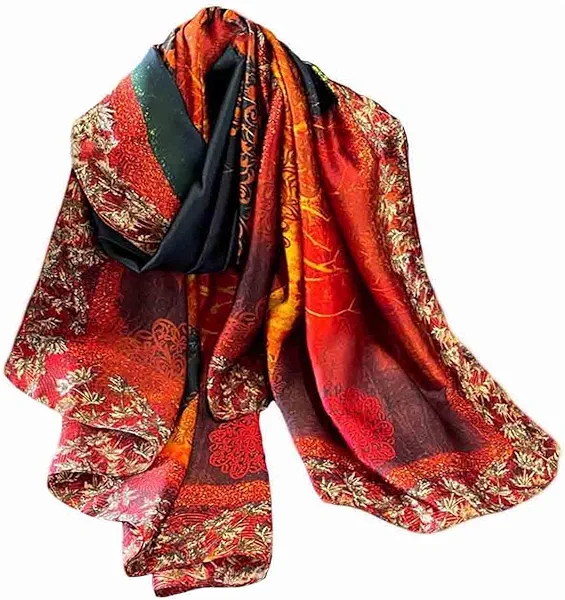 Pokeedioty Scarfs for Women Lightweight Head Scarf Fashion Scarves Elegant Floral Pattern Sunscreen Shawls and Wraps