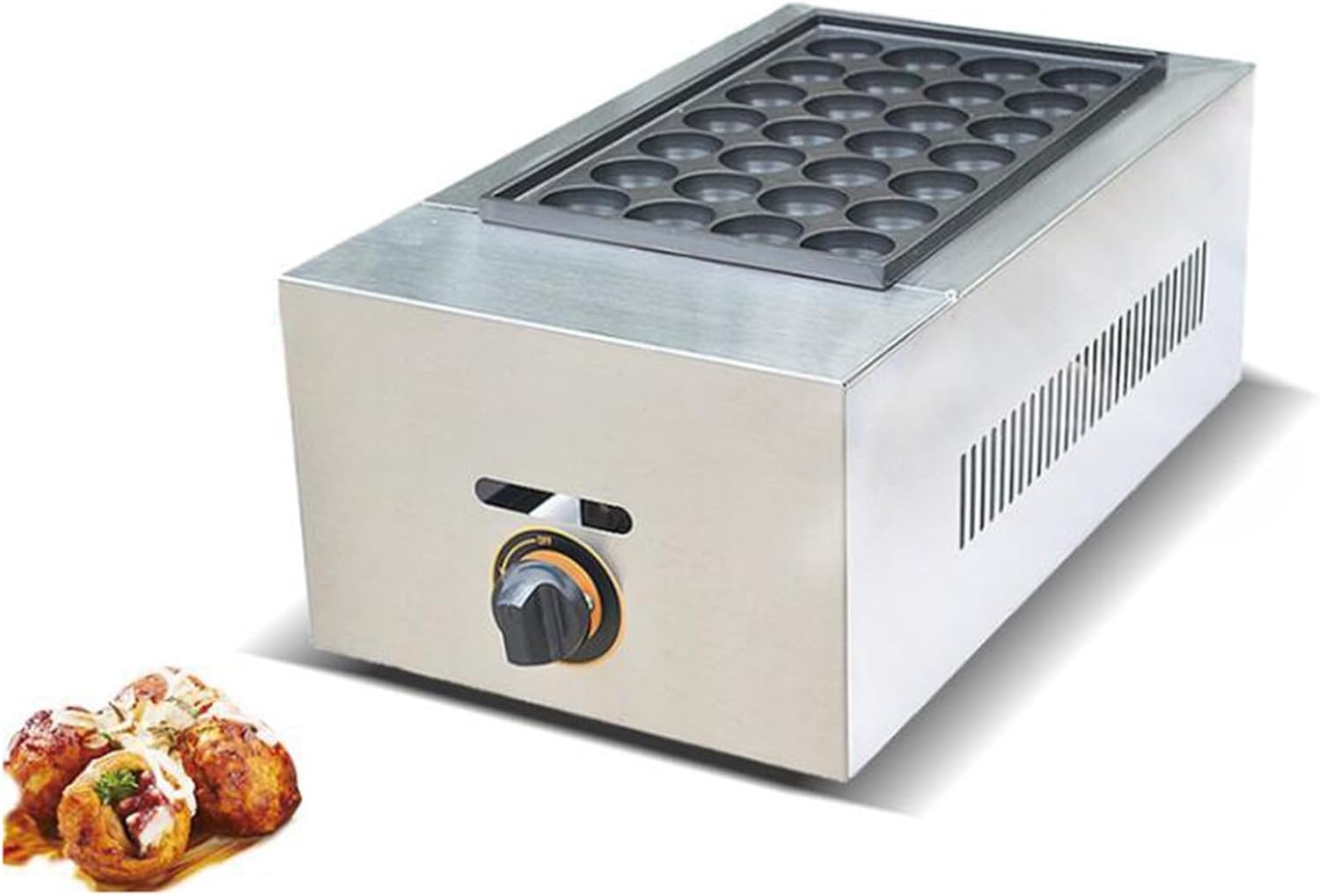 28Pcs LPG Gas Takoyaki Maker,Commercial Takoyaki Maker,Stainless Steel Octopus Meat Ball Making Machine, Fish Ball Griller