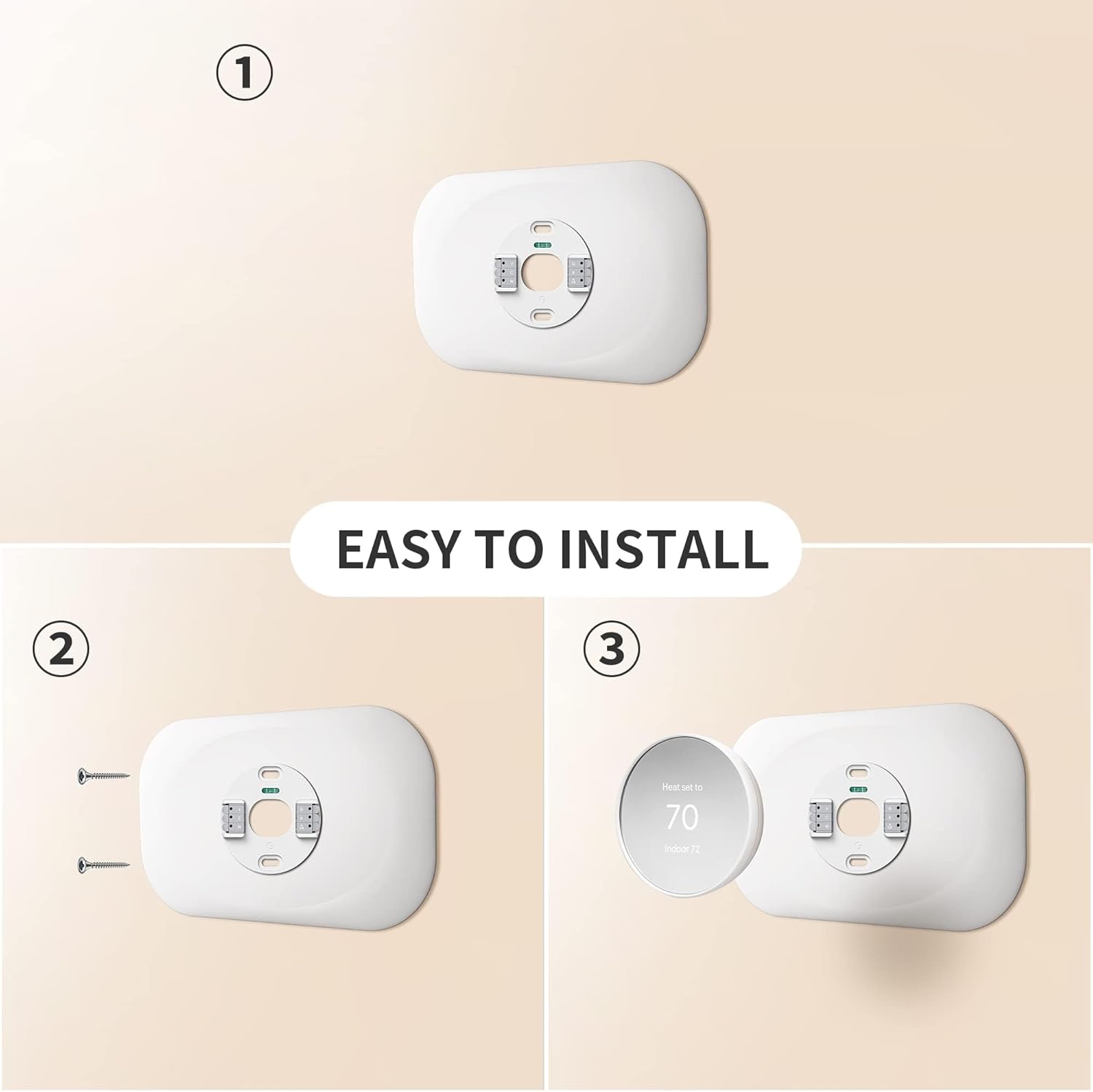 Compatible with Google Thermostat 2020 Wall Plate Cover - Petrichor Nest Thermostat Trim Kit, Made for Google Nest Thermostat 2020, Cover Imperfections Easy to Install - White（2 Pack）