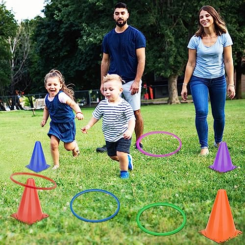 OOTSR 12 stücke Kunststoff Toss Ringe Set für Ring Toss Spiel, 22cm und 30cm Drinnen draußen Kinder Target Übungsspiele, Party Favor Spiele, Karneval, Garten (6 Farben)