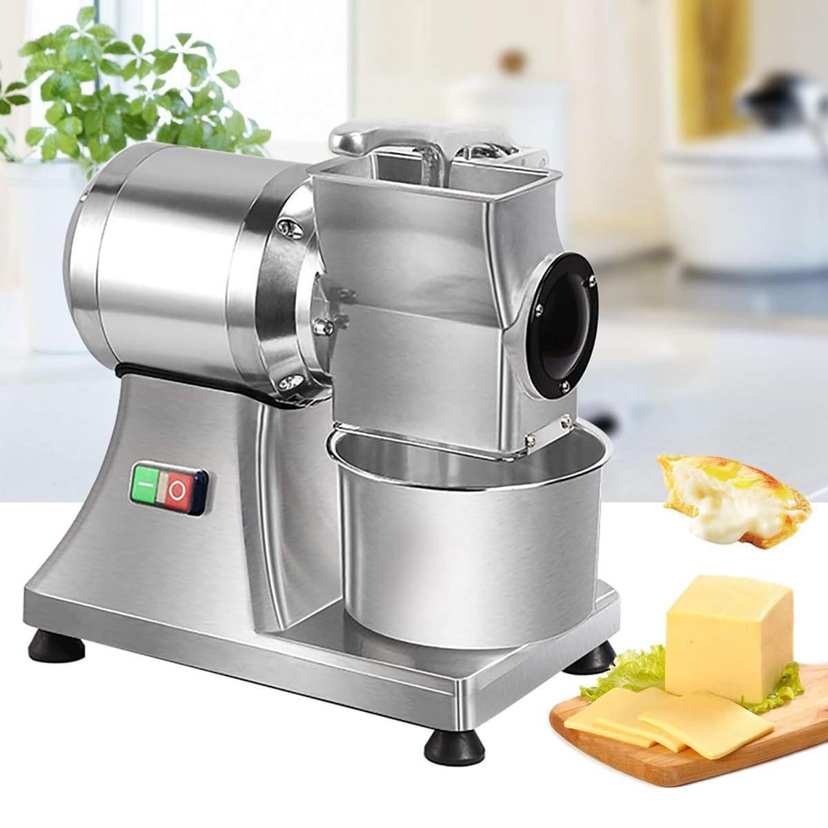 CWCQGH Electric Cheese Grater - Heavy Duty Stainless Steel Shredder with Container for Cheese, Butter & Bread Crumbs, 550W