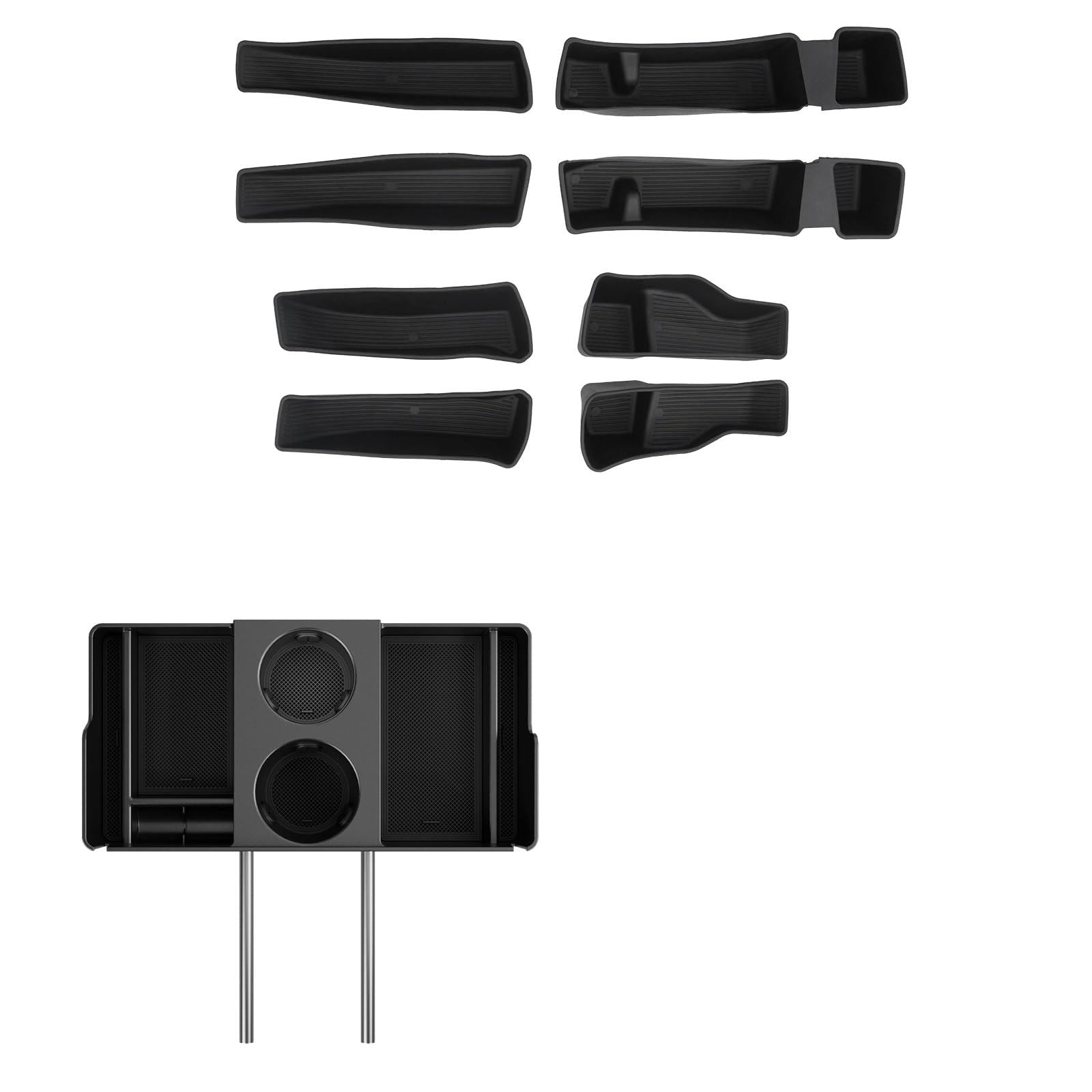 Maxzina Front Center Seat Headrest Organizer Bundle with 2021-2025 2026 Ford F150 SuperCrew Cab TPE Side Door Organizer Insert Box Front & Rear 8PCS Car Side Phone Pocket for 2024 F-150 Accessories
