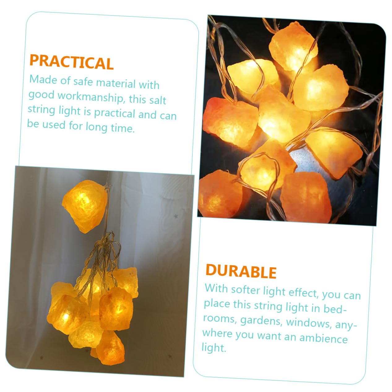Lampe de Sel Himalayenne Décorative de Chevet Usb, 10 LED Orange