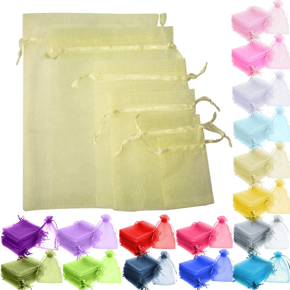 Time to Sparkle 200 Pcs Organza Gift Bags - Light Yellow 9x12cm — image 1