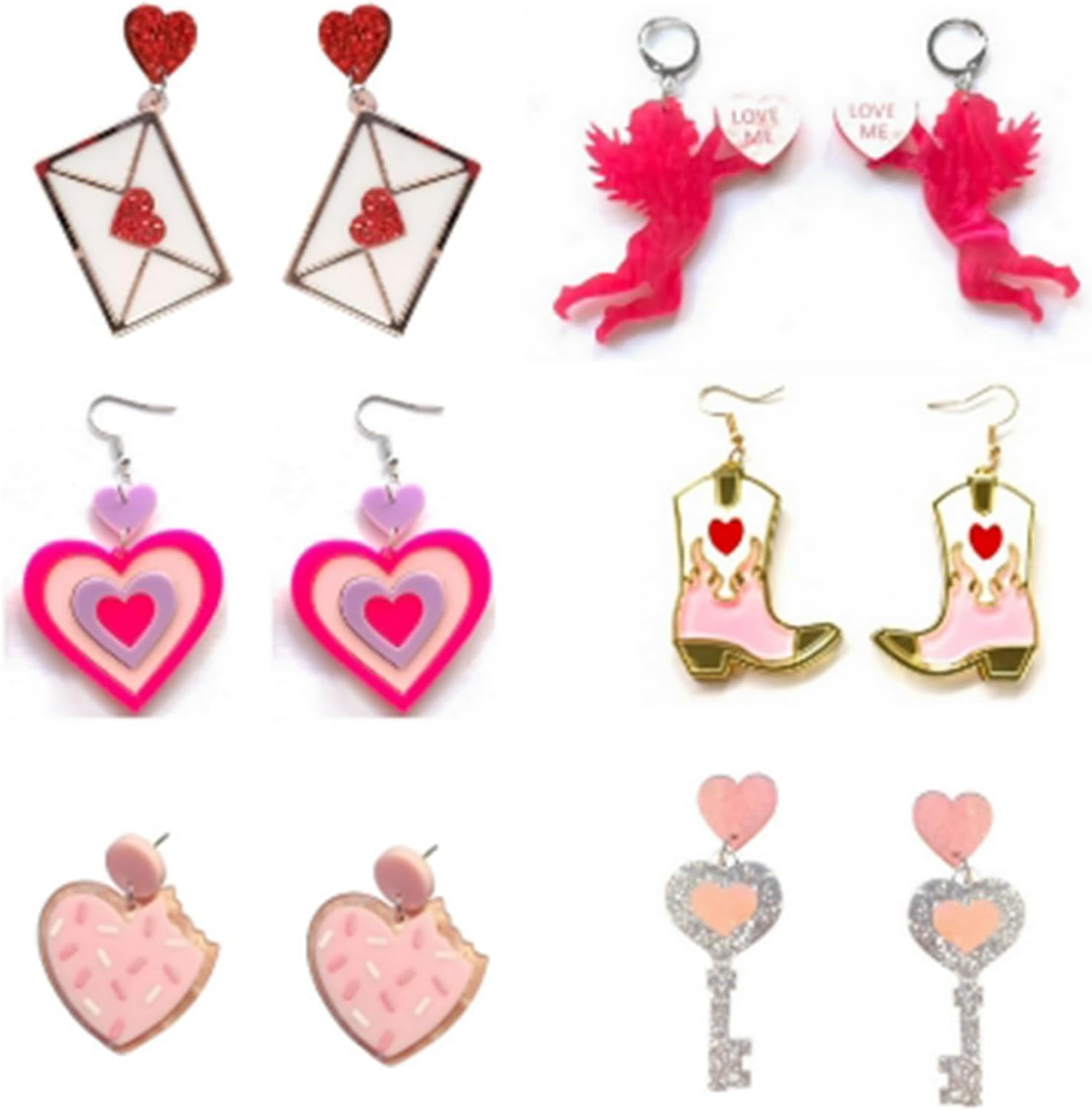 Valentines Day Earrings for Women Red Heart Earrings Love Envelope Dangle Earrings Cute Bear Earrings Valentines Day Accessories for Women Valentine's Day Gifts for Her - Image 7