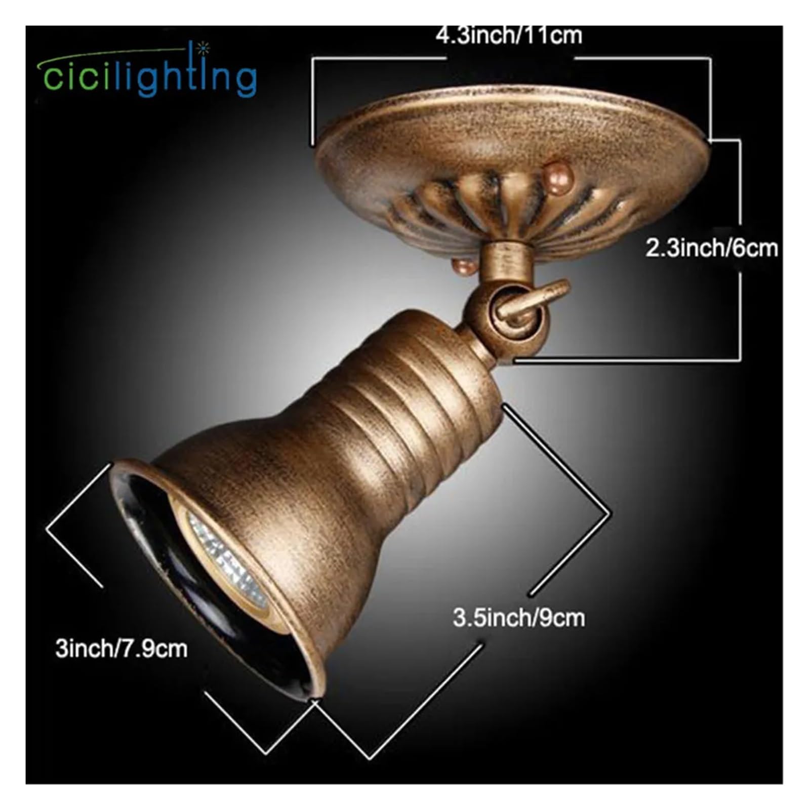 Foco LED Industrial, Luz De Techo Vintage E27, Pista Rústica, Loft, Tienda En Casa, Iluminación Riel Led Montada Superficie InstalacióN Flexible(3W warm white bulb)