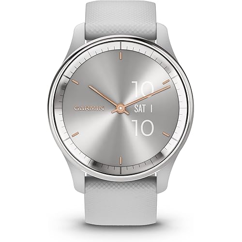Garmin vívomove Trend, Stylish Hybrid Smartwatch, Long-Lasting Battery Life, Dynamic Watch Hands and Touchscreen Display, Mist Gray