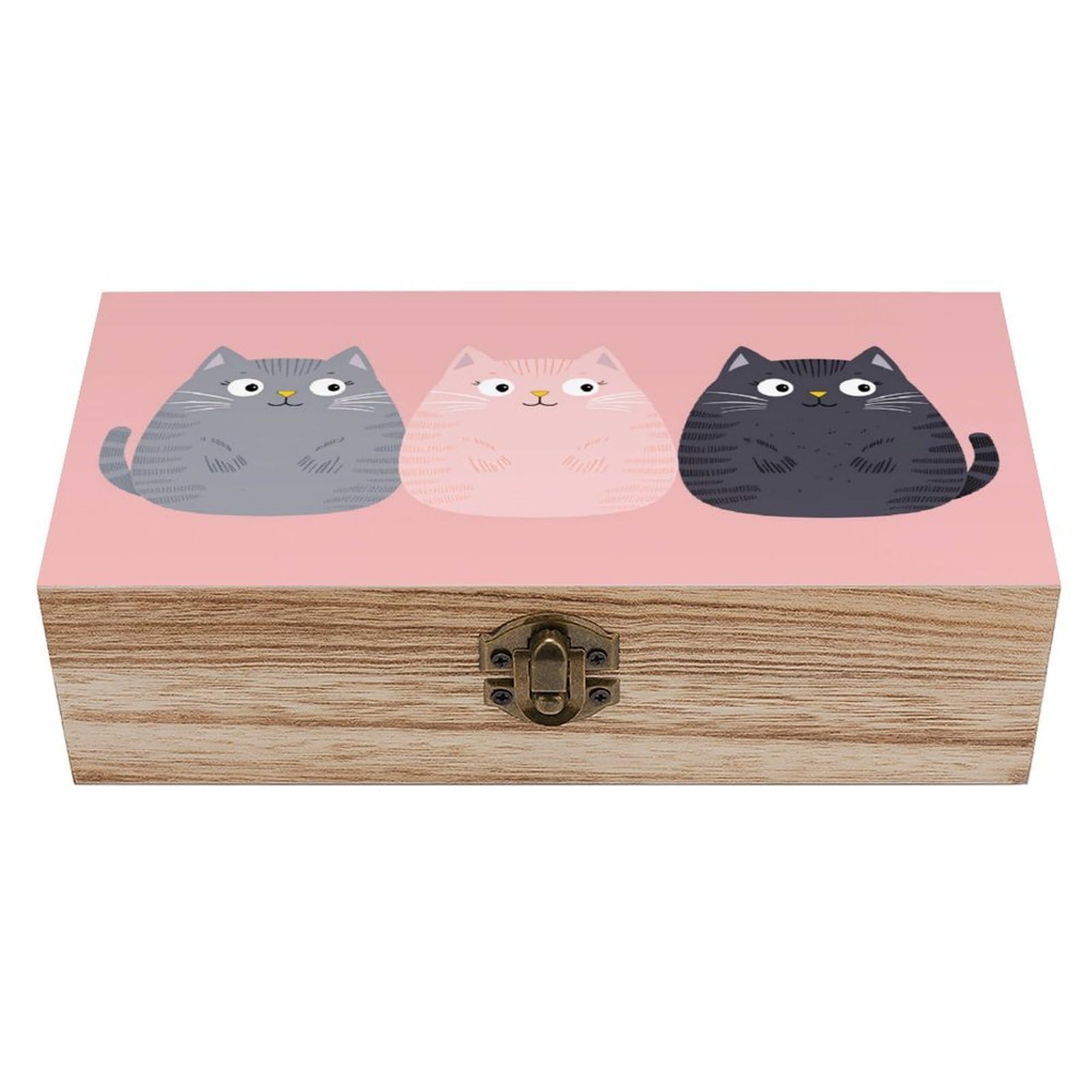 asbwuo Lovely Cats Vintage Wooden Keepsake Box
