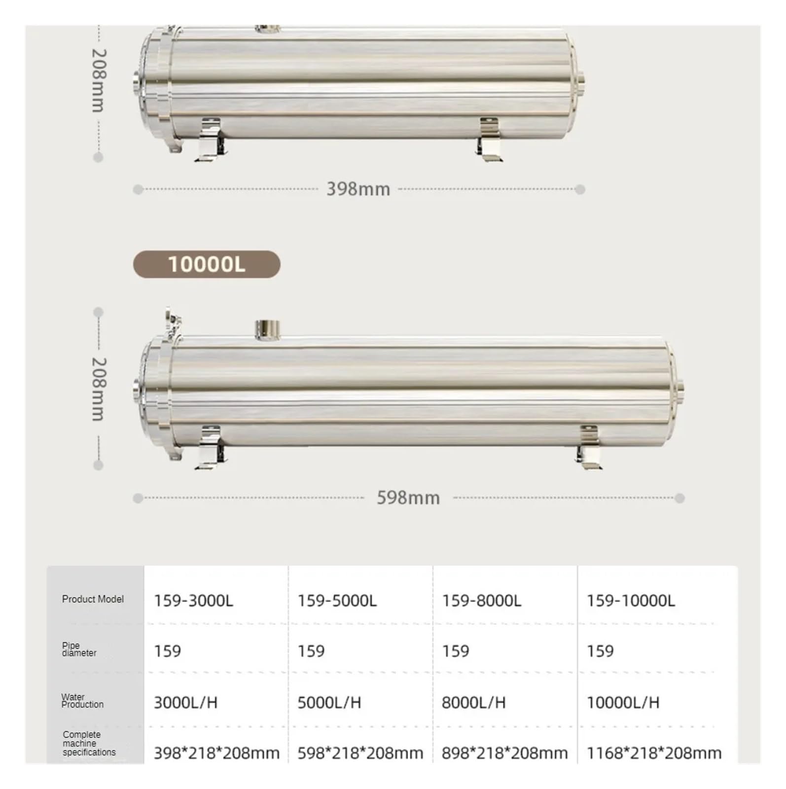 Filtre à eau, purificateur central en acier inoxydable, filtre de tuyau cuisine, du robinet domestique, pince purification par ultrafiltration(5000L)