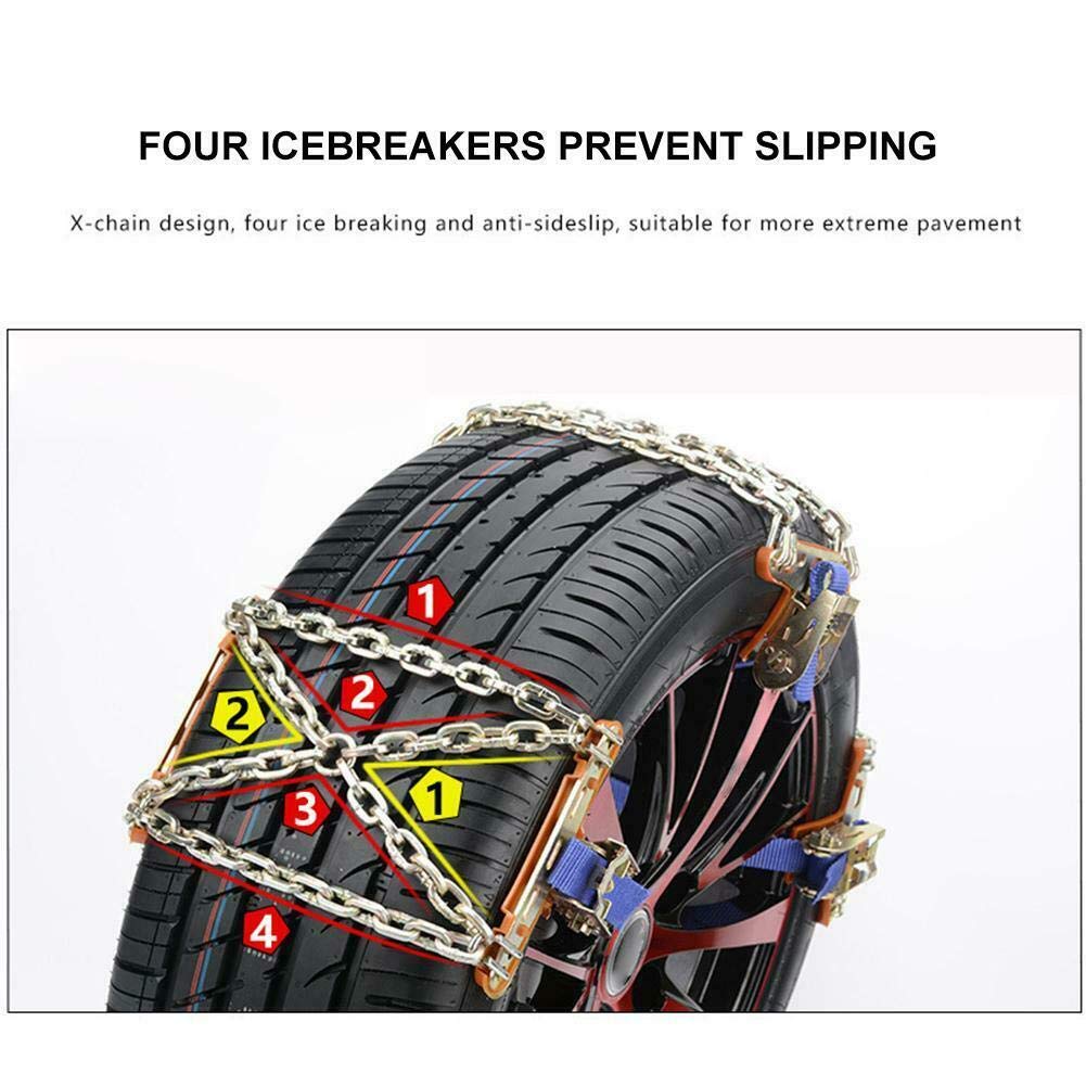 Riloer Catene da neve per auto, catena da neve per pneumatici auto, catena antiscivolo per camion leggeri SUV ATV inverno universale pneumatici catene di sicurezza adatte per strada ghiacciata,