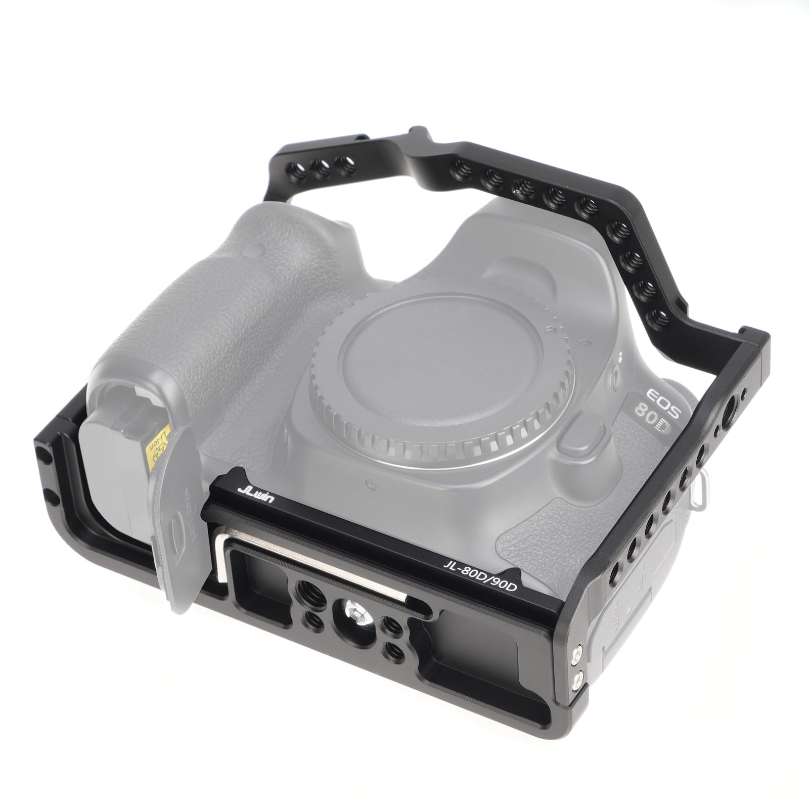FOTGA Gabbia per fotocamera + manico superiore per fotocamera Canon EOS 90D 80D 70D, in lega di alluminio, per fotocamera Vlogging Rig, con scarpa fredda da 1/4", 3/8", piastra a sgancio rapido per
