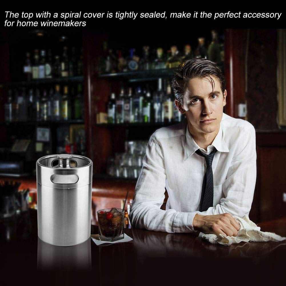 Baril de Bière, Mini Baril de Bière en Acier Inoxydable 5L Avec Couvercle en Spirale Pratique Accueil Hôtel Fournitures