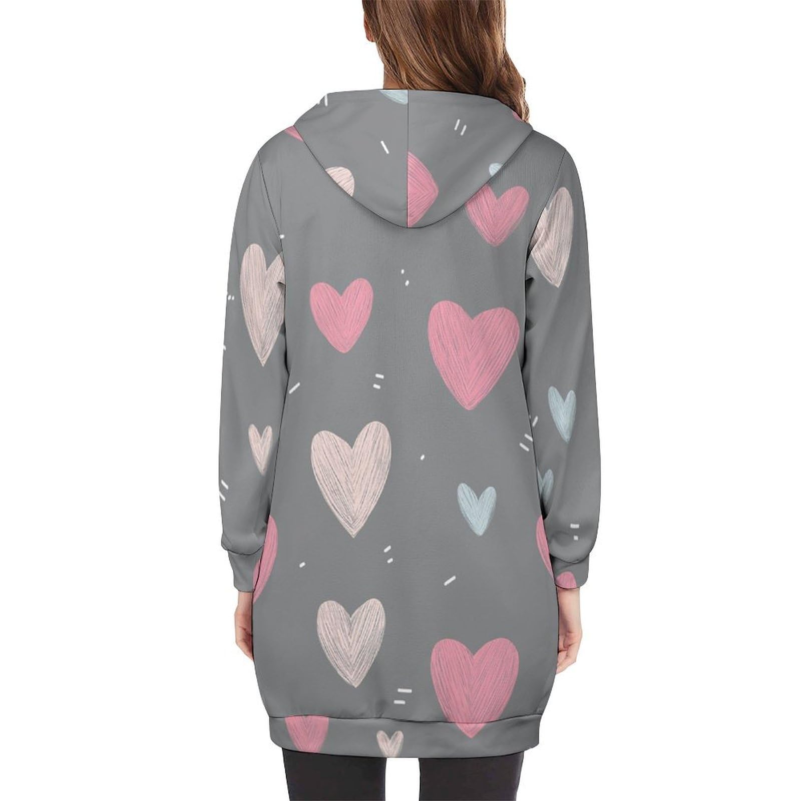 Felpa Donna con Zip Felpe Sportiva con Tasche E Cappuccio Motivo d'Amore Morbida Invernale Giacca Regolabile Confortevole per Uso Quotidiano Casual