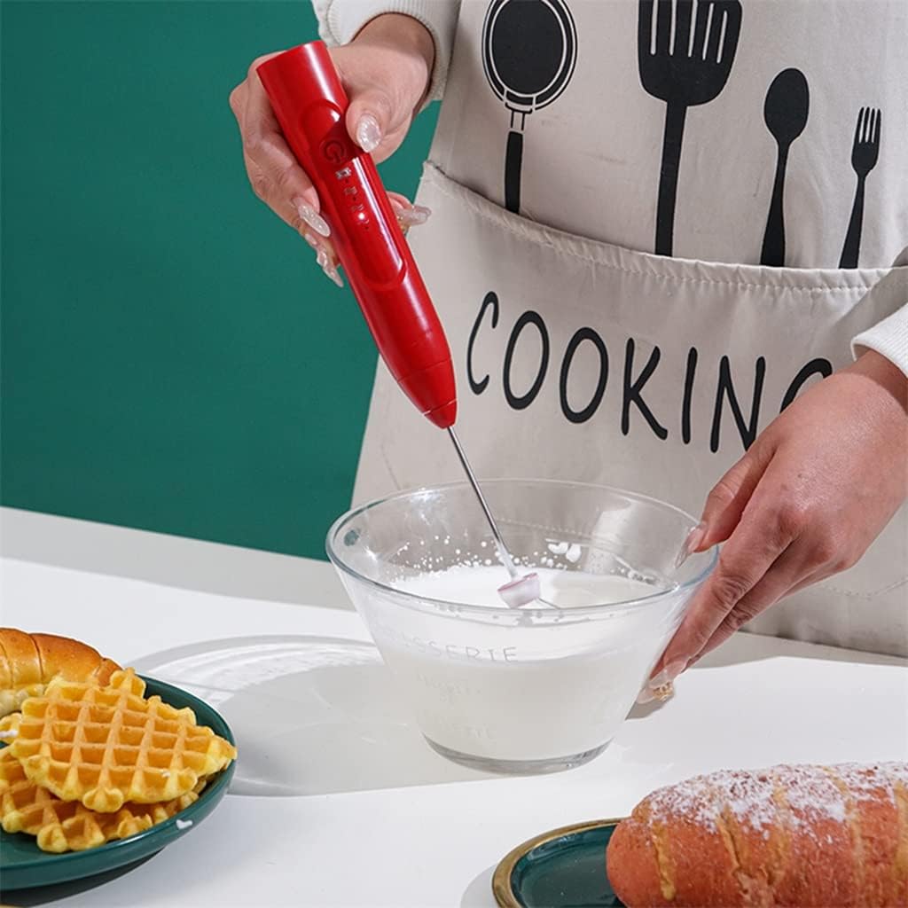 USB Electric Whisk Coffee Milk Drink Mixer Mixing Head Whisk Rechargeable (Color : Red Size : As the picture shows) (White As the picture shows)