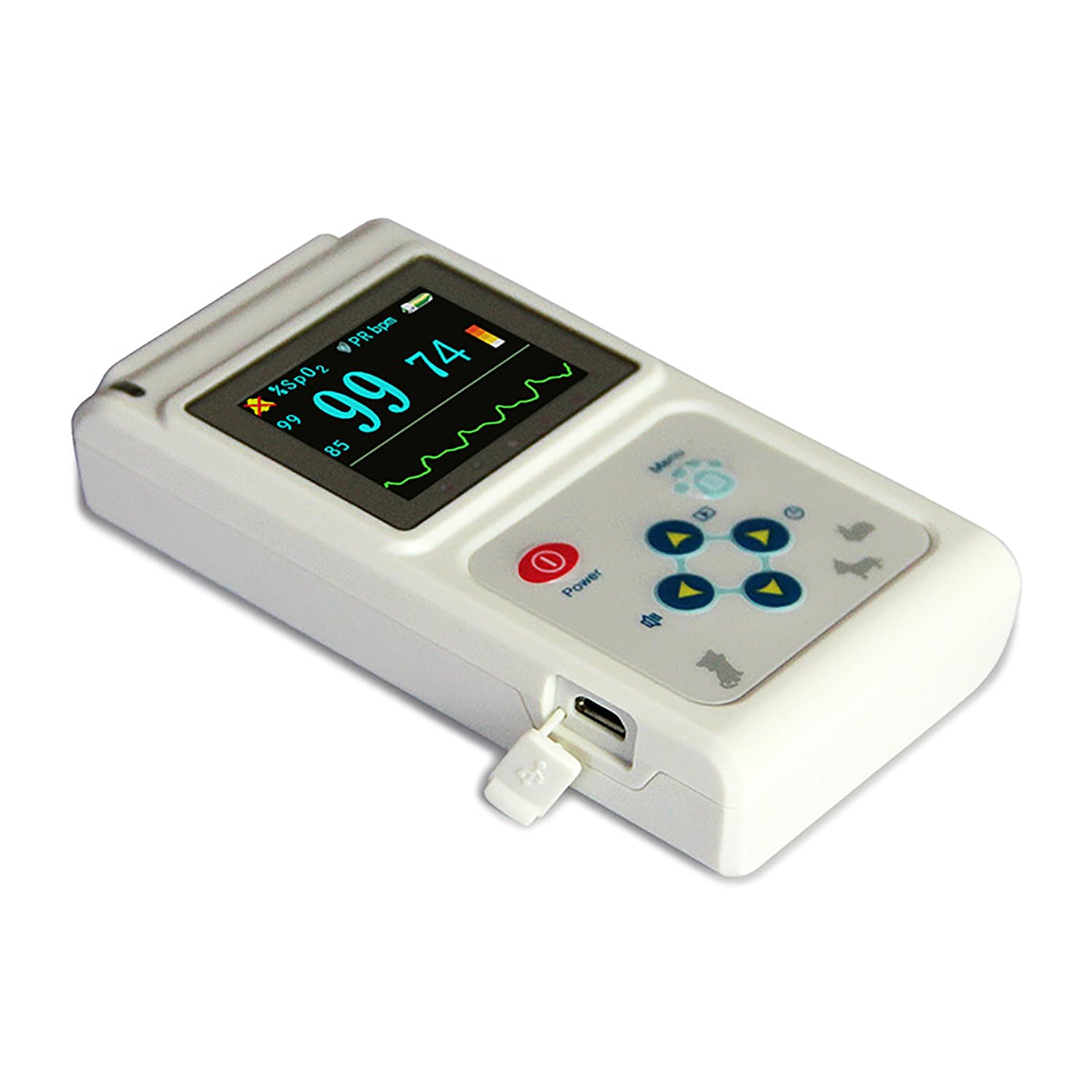 Oxímetro Veterinario portátil, Sensor SPO² para Oreja/Lengua, Monitor de frecuencia cardíaca para Animales, Pantalla de 1,8 Pulgadas, para Mascotas, Familia