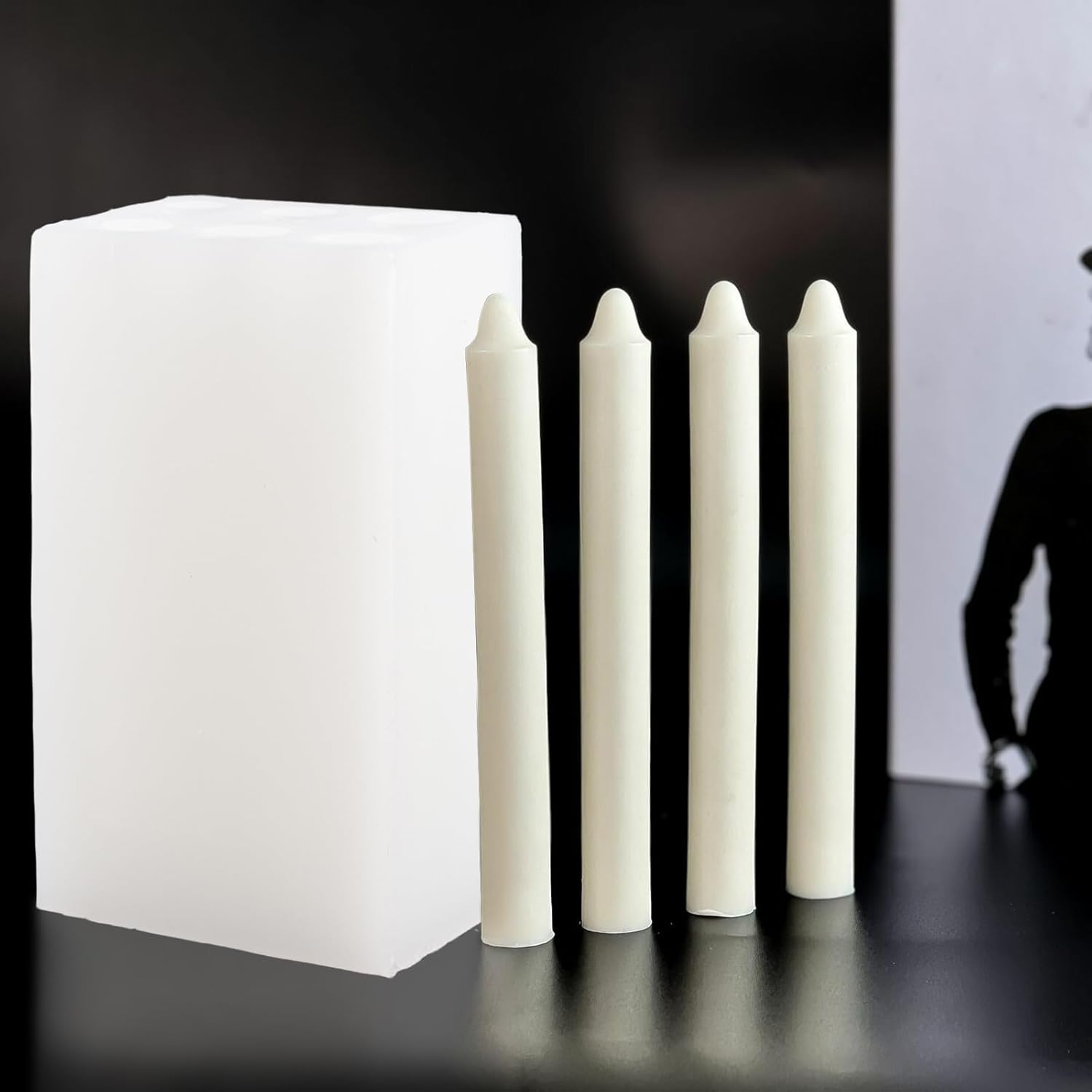 2 Pack 6 Holes Long Cylinder Silicone Candle Molds, Long Pillar Cylinder Mold Scented Candle Mold for Handmade Crafts Making