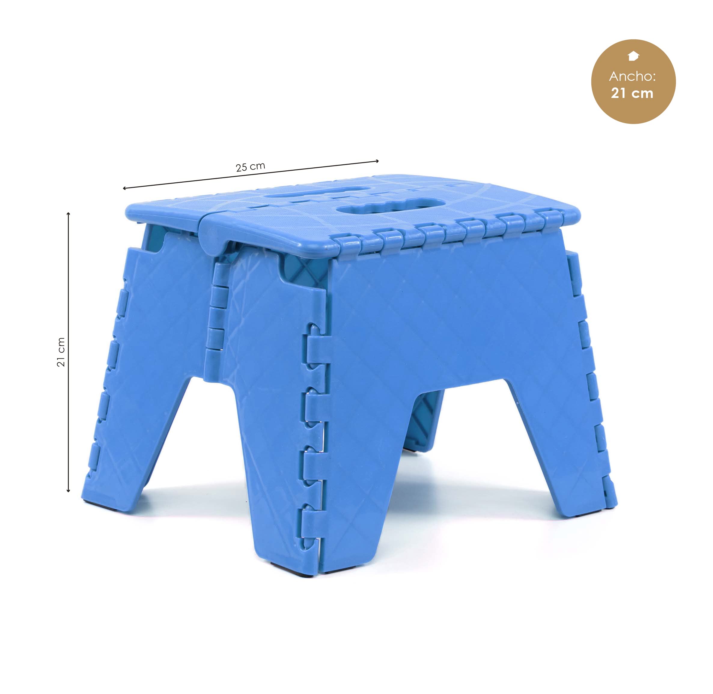 Taburete Plegable Multiusos Escalera Antideslizante Azul 21x25 cm