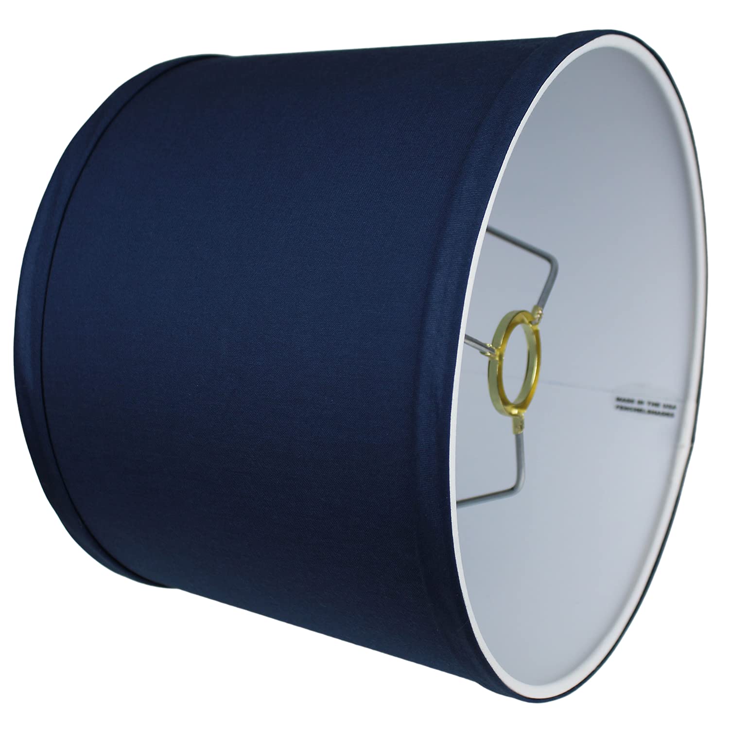 FenchelShades.com Drum Lampshade 9" Top Diameter x 10" Bottom Diameter x 7.5" Slant Height with 6" Drop Slip Uno Attachment (Linen Navy Blue)