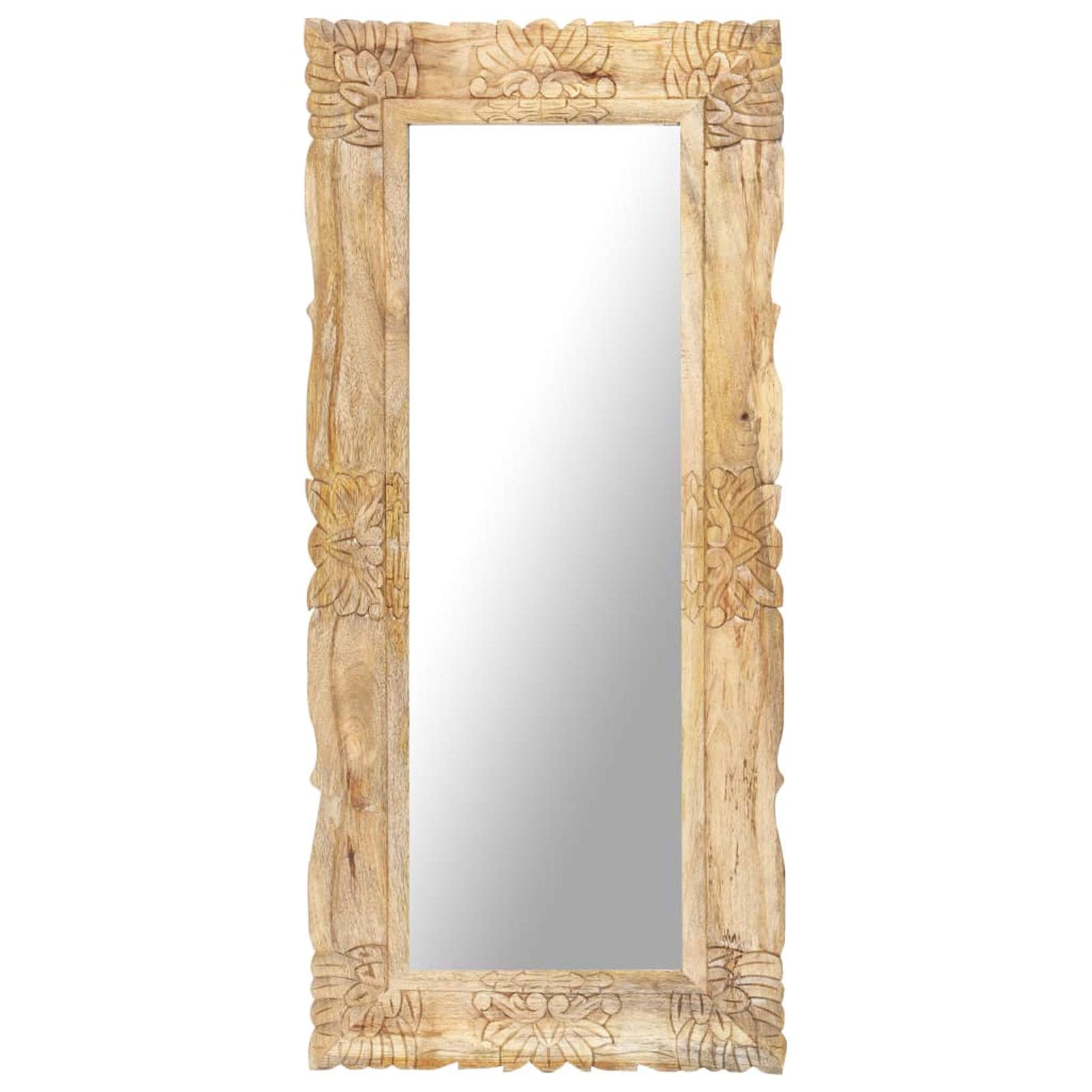 Homgoday Espejo de Madera Maciza de Mango 110x50 cm