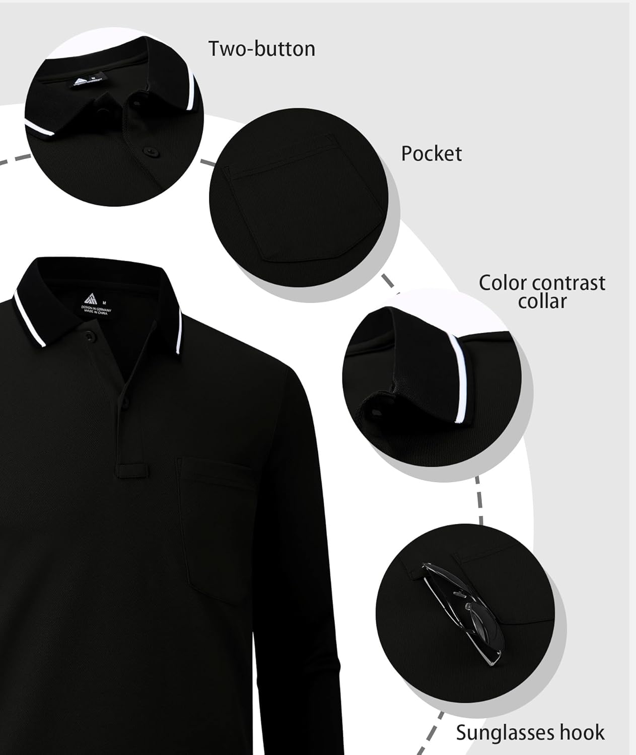 ZITY 3 Pack Men Polo Shirts Long Sleeve with Pocket Golf Shirts Shirts for Men Casual Work Athletic Collared T-Shirts - Image 3